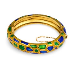 Enamel Mosaic Bangle in 14K Gold by Martin, circa 1970s