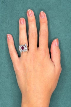 Vintage Mid-Century Ruby and 1.25ct Diamond Ballerina Ring, 1.5ct Ruby, 14K Two-