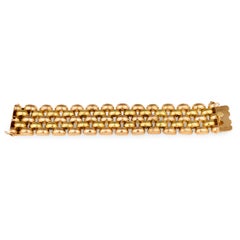 Wide Retro Two-Tone Gold Brick Link Bracelet in 18K, circa 1940s