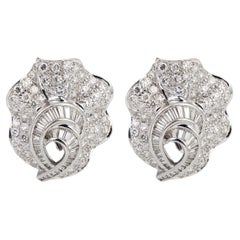 Mid-Century Adler Pavé Diamond Earrings, 7 Carats, 18K White Gold