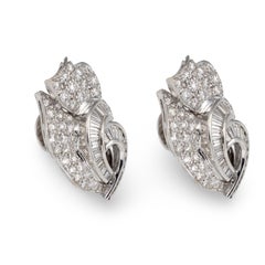 Mid-Century Adler Pavé Diamond Earrings, 7 Carats, 18K White Gold