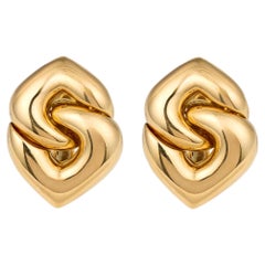 Bvlgari Doppio Cuore 18K Gold Earclips, circa 1980s