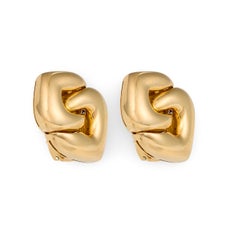 Bvlgari Doppio Cuore 18K Gold Earclips, circa 1980s