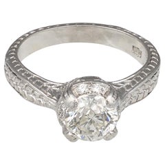 Vintage-Style Old European Cut Diamond Engagement Ring, 1.35 ct, Platinum
