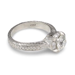 Vintage-Style Old European Cut Diamond Engagement Ring, 1.35 ct, Platinum