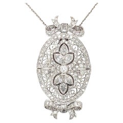 Mid-Century 3.0ct Diamond White Gold Pendant, Circa 1950s