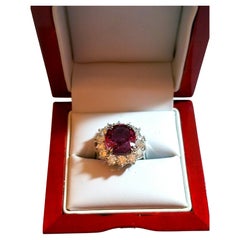  NOUVEAU Bague en platine avec diamants et spinelle rose vif naturel non chauffé de 6,77 carats