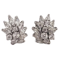 NEW HUGE FIRE GIA and UGL Reports. Natural Diamond Cluster Earrings in Platinum