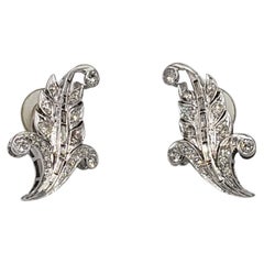 CERT Edwardian Antique European Cut Natural Diamond Earrings in Silver Platinum 