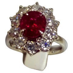 Antique SSEF CERT PIGEON RED 2.50Ct Unheated Clean Burma Mogok Ruby Diamond Ring