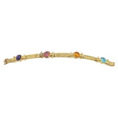 NEW Blue and Pink Tourmaline, Amethyst, Citrine Bracelet in 14k Yellow Gold