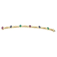 NUEVO Brazalete de rubí natural, zafiro y esmeralda en oro amarillo macizo de 14k Nuevo