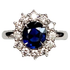 Vivid Royal Blue Sapphire Burma Mogok No Heat Perfectly Clean in  Diamond Ring 