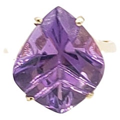 Antique NEW 8 Ct. Natural  Brazilian Amethyst Fantasy Cut Ring in 14k Yellow Gold New