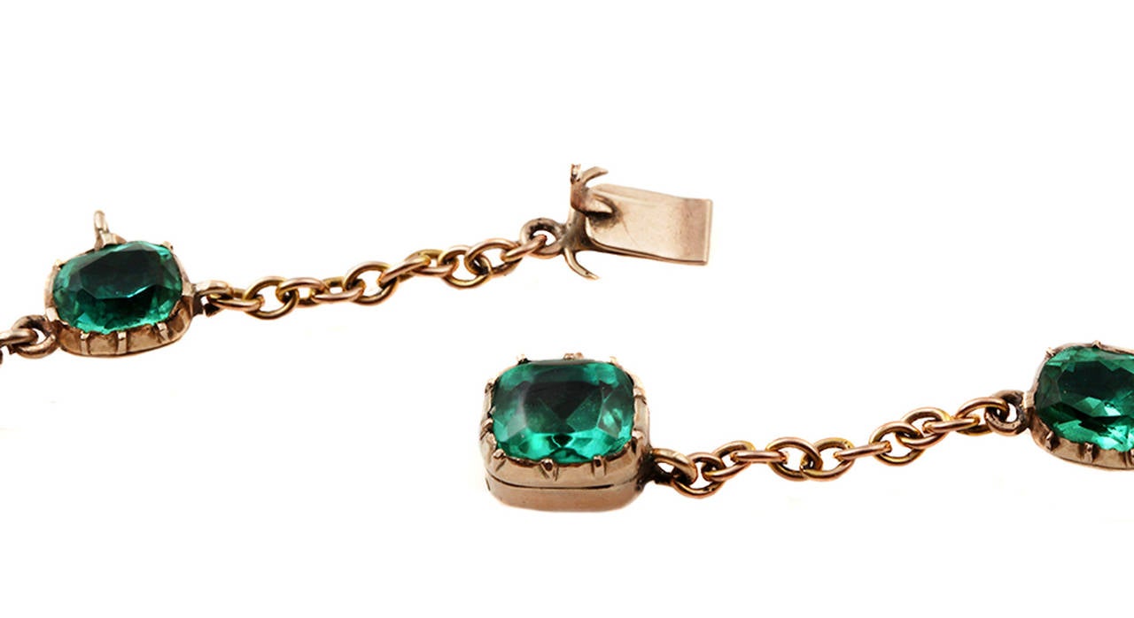 Georgian Era Emerald Paste Necklace For Sale 1