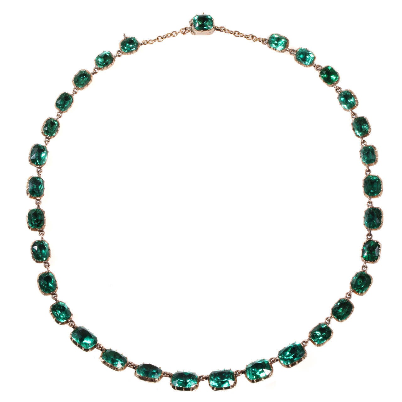 Georgian Era Emerald Paste Necklace For Sale