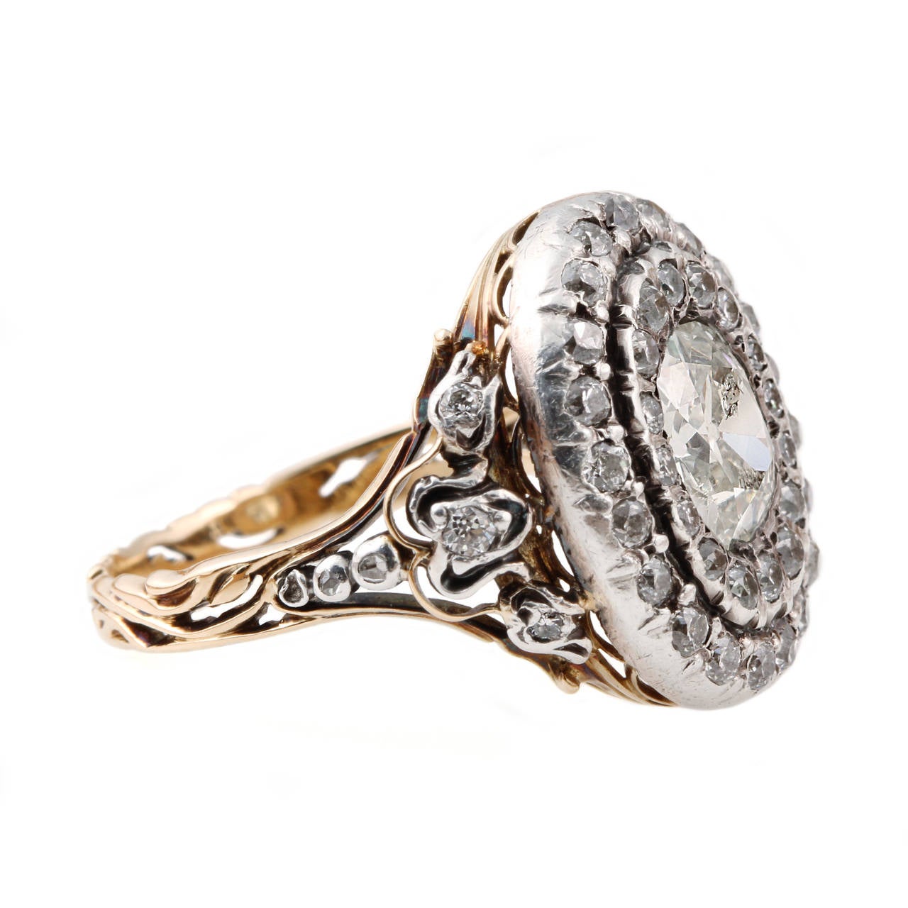 Women's Edwardian Double Halo Old Mine Cut Diamond Ring