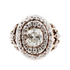 Antique Edwardian Double Halo Old Mine Cut Diamond Ring