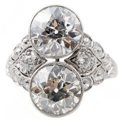 Art Deco Two Stone Diamond Platinum Ring