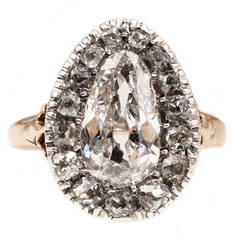 Victorian Era Pear Shaped Old Mine Cut Diamond Ring