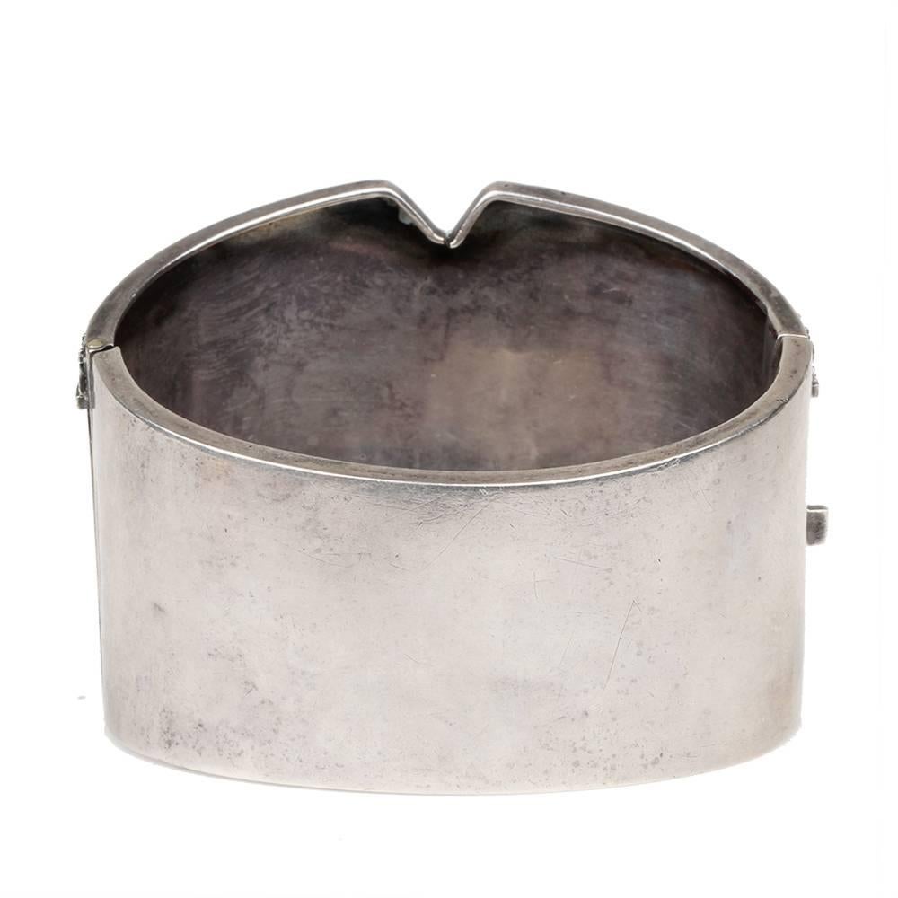 Victorian Silver Corset Bangle In Excellent Condition In Austin, TX
