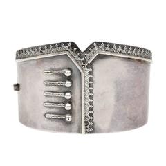 Antique Victorian Silver Corset Bangle