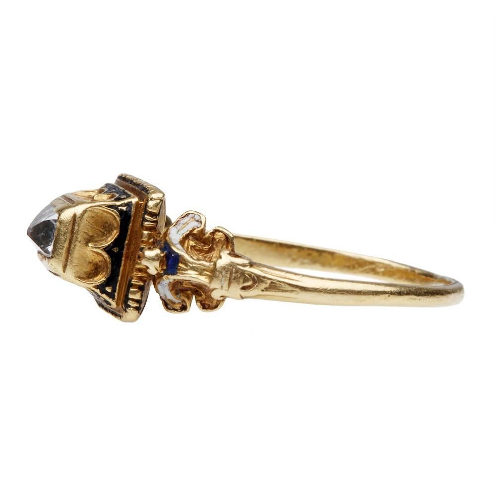 16th Century Point Cut Diamond Gold Ring For Sale