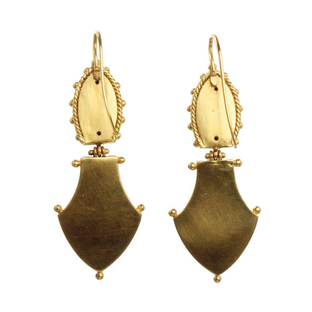 Victorian Era Etruscan Revival Earrings In Excellent Condition For Sale In Austin, TX