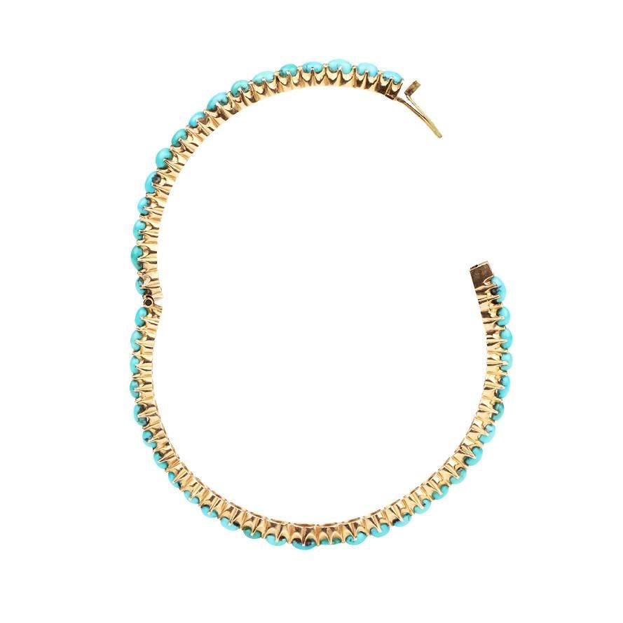 Women's Victorian Matched Pair Turquoise Gold Bangles