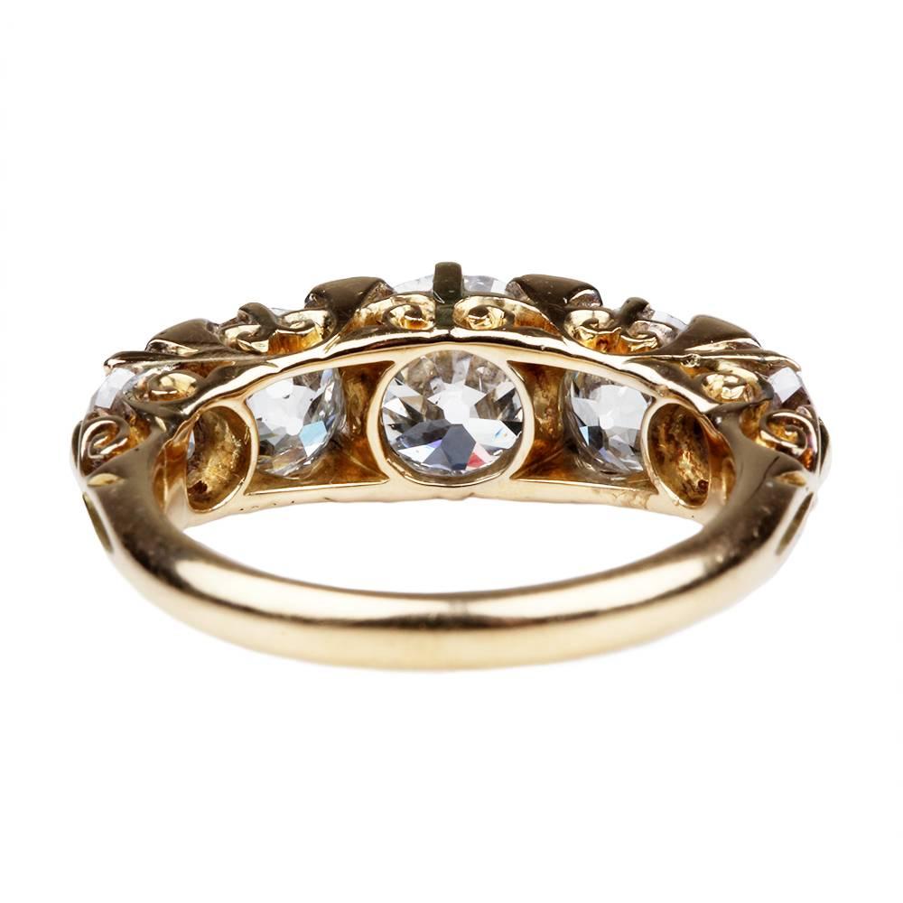 Late Victorian Five Stone Diamond Enagement Ring In Excellent Condition For Sale In Austin, TX