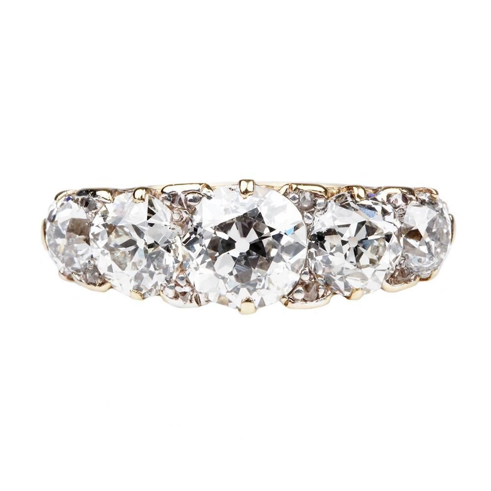 Late Victorian Five Stone Diamond Enagement Ring For Sale