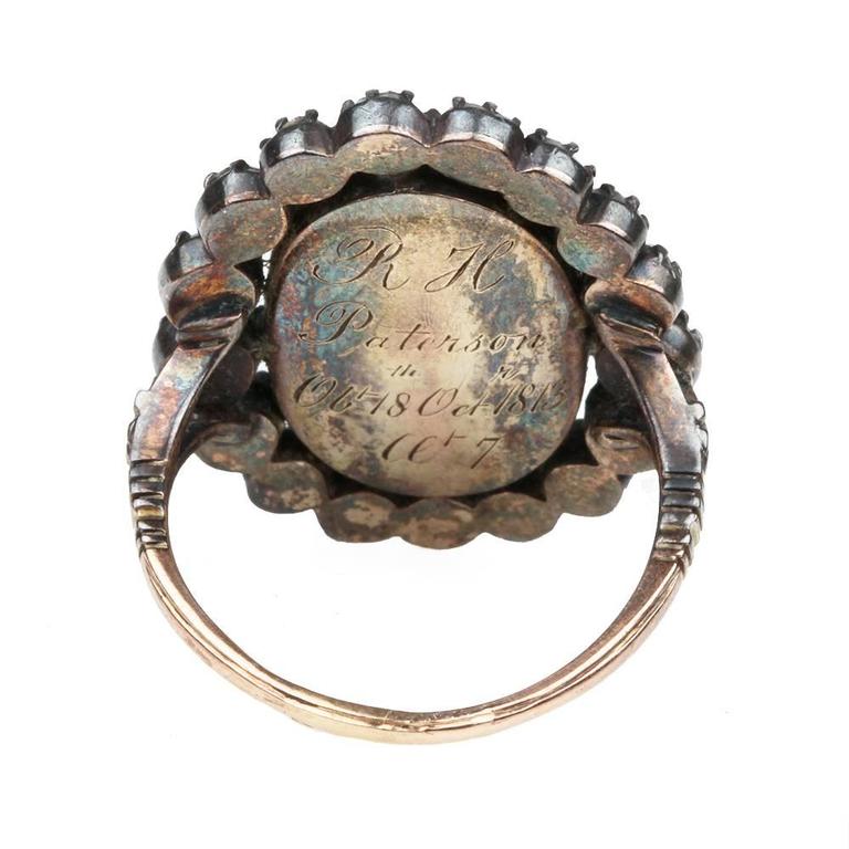 Antique Georgian Old Mine Cut Diamond Blue Enamel Ring For Sale at ...