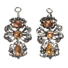 18th Century Iberian Pendeloque Topaz Diamond Earrings