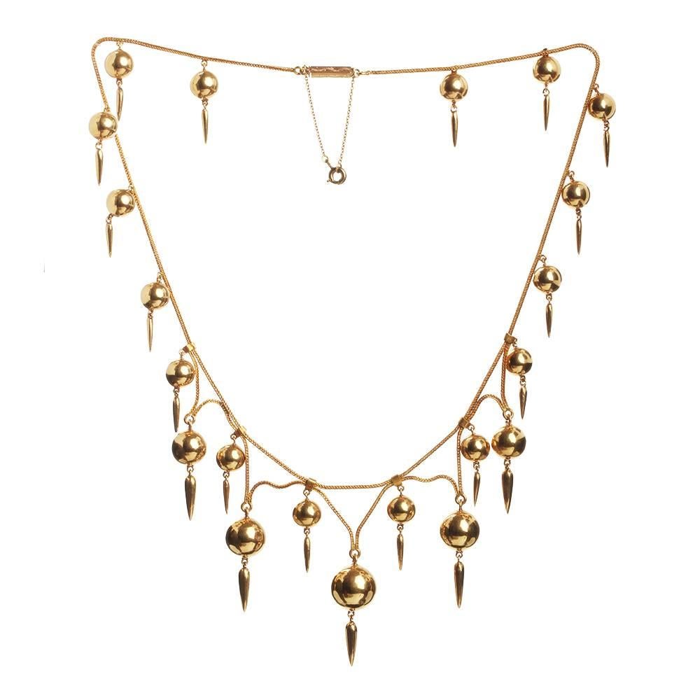 19Th Century French Gold Dagger Necklace Set For Sale 1