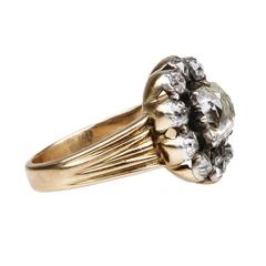 Antique Victorian Old Mine Cut Diamond Cluster Engagement Ring