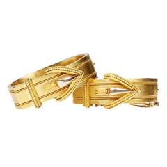 Antique Victorian Matched Set gold buckle bangle Bracelets