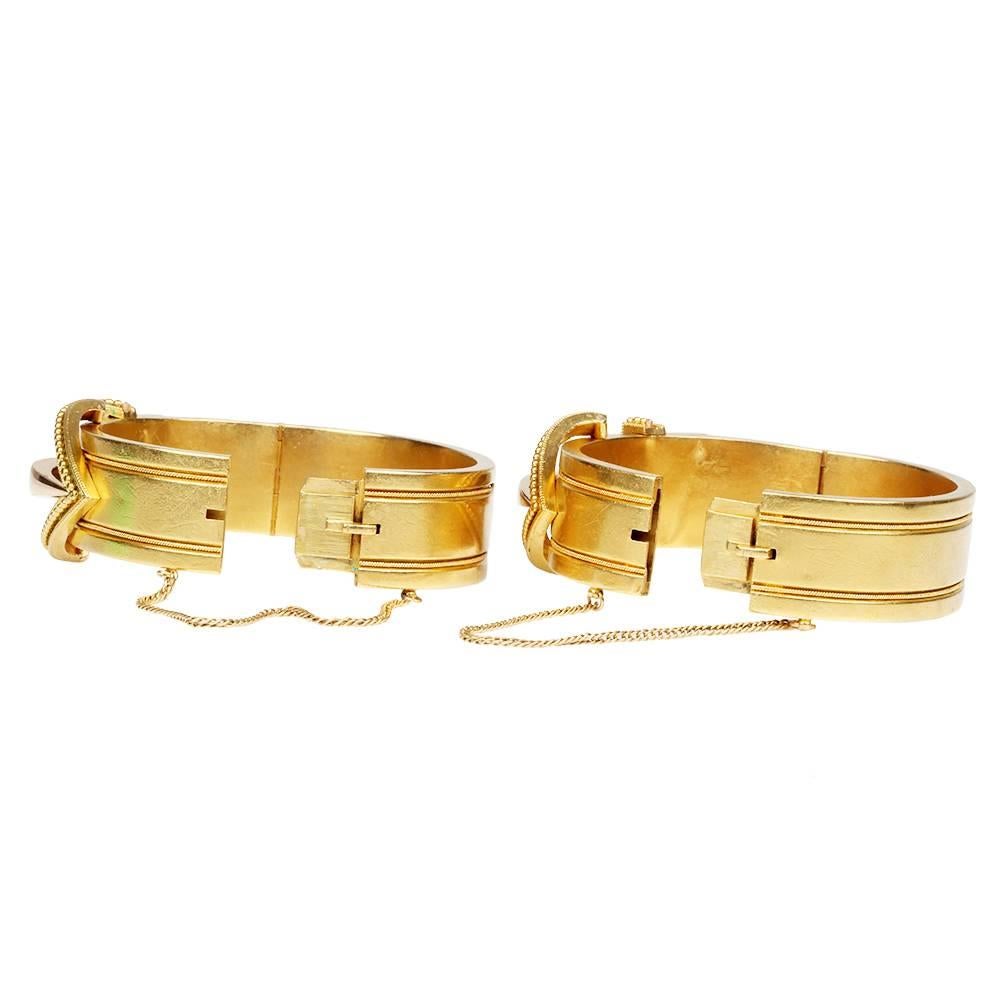 Women's Antique Victorian Matched Set gold buckle bangle Bracelets For Sale