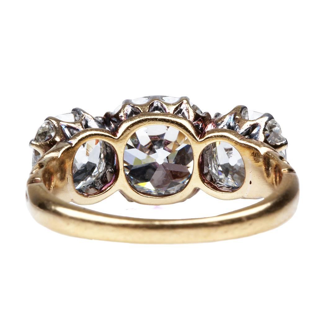 Late Victorian Antique English Victorian Three Stone Diamond Ring