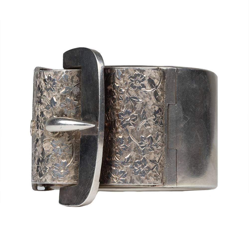Women's or Men's Victorian Sterling Silver Buckle Bangle Bracelet