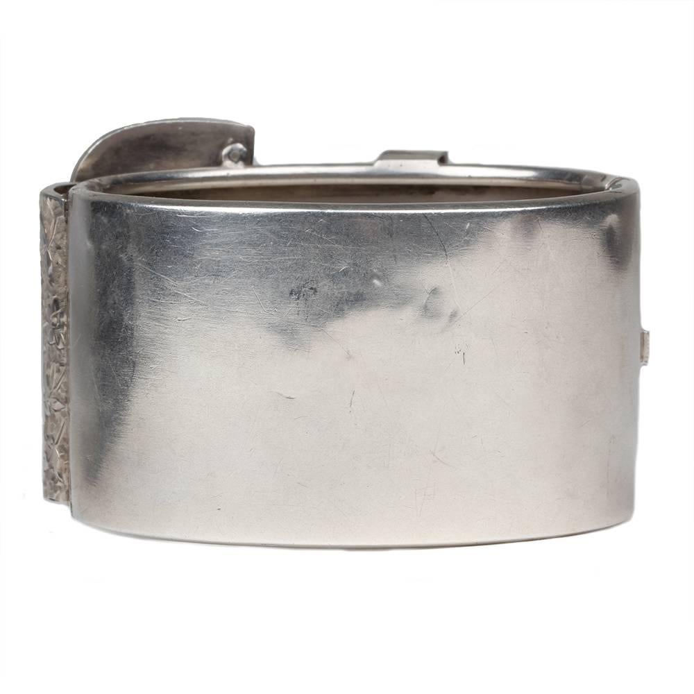 Victorian Sterling Silver Buckle Bangle Bracelet In Excellent Condition In Austin, TX