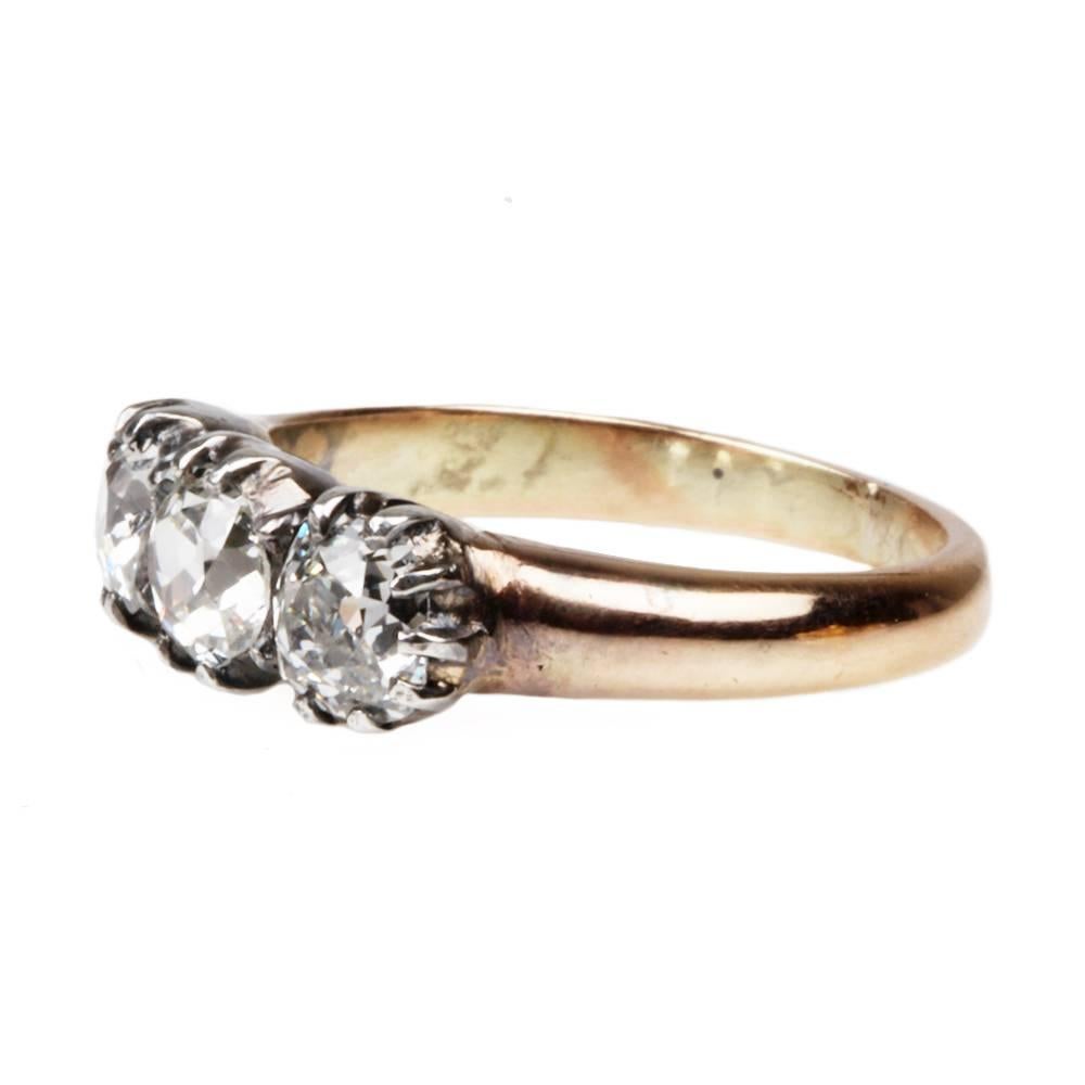 19th Century Old Mine Cut Diamond Engagement Ring In Excellent Condition In Austin, TX