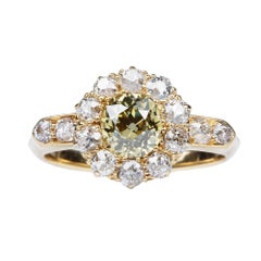 19th Century Yellow Diamond Cluster Engagement Ring 12