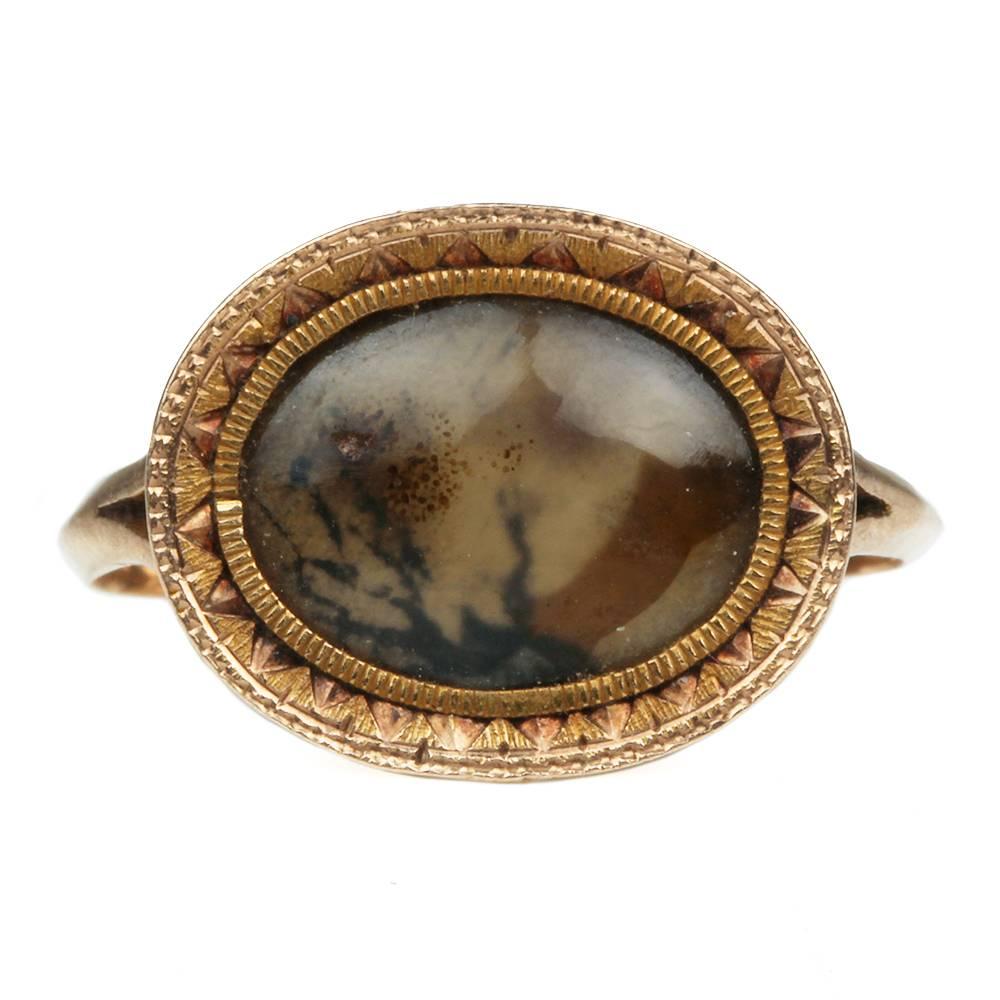 Late 18th Century Moss Agate Ring For Sale