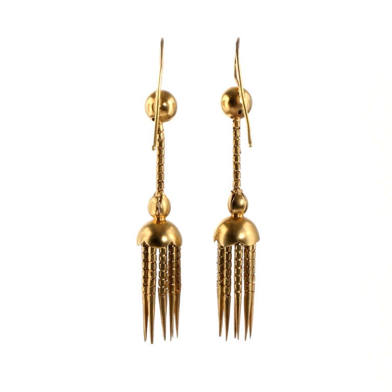 Women's Victorian Gold Tassel Dagger Earrings