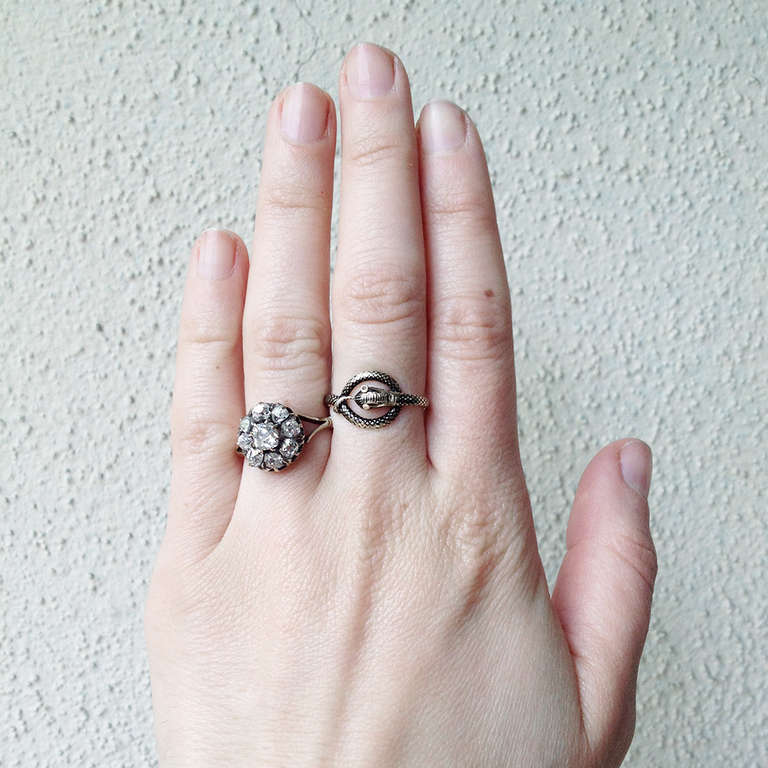 Early Victorian Black Enamel Snake Ring 2