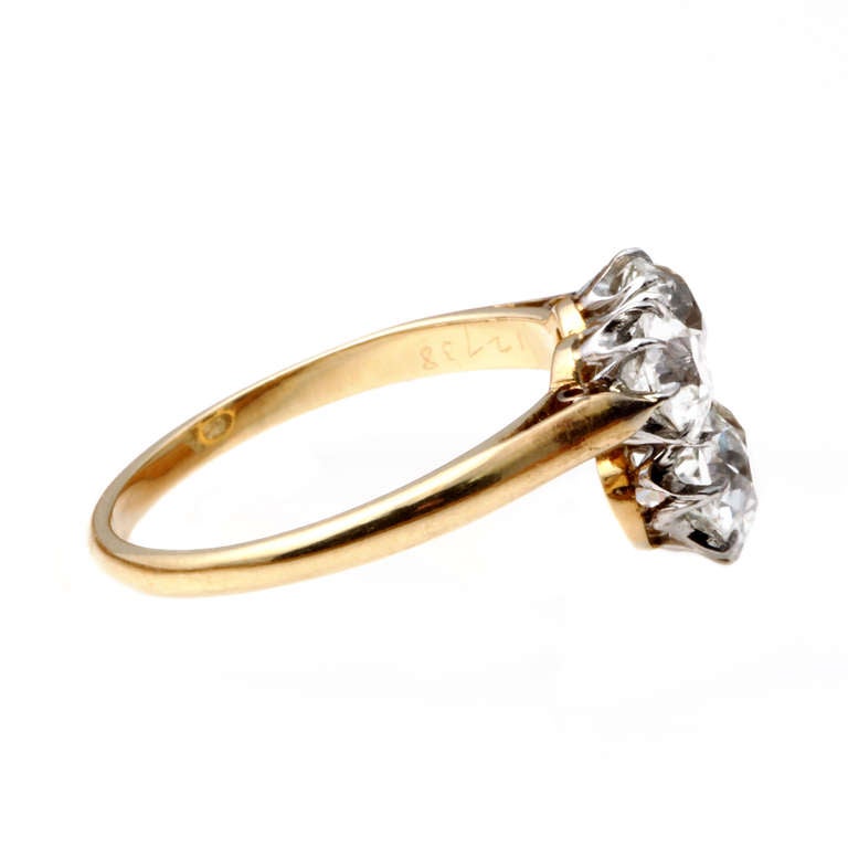 Edwardian Old Mind Cut Three-Stone Diamond Trefoil Ring In Excellent Condition In Austin, TX