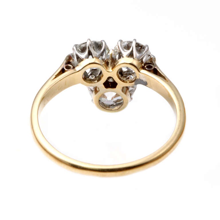 Women's Edwardian Old Mind Cut Three-Stone Diamond Trefoil Ring