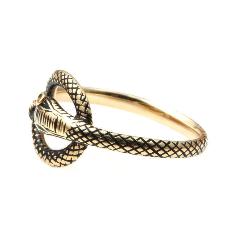 Early Victorian Black Enamel Snake Ring 1