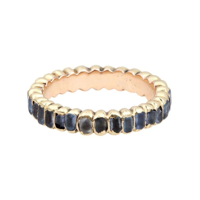 Early Georgian Sapphire Gold Eternity Band In Excellent Condition In Austin, TX