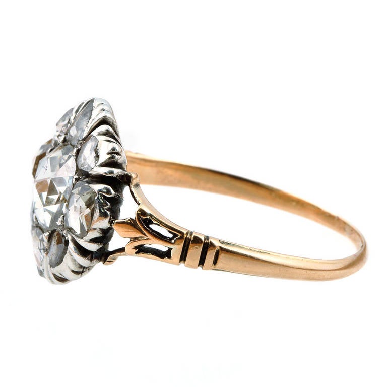 Men's Georgian Rose Cut Diamond Gold Cluster Ring